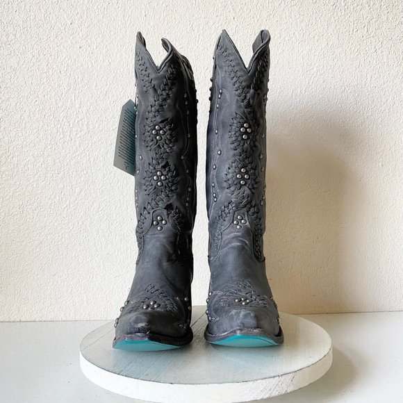 Lane Cossette Embellished dark Gray Heeled Boots - Picture 5 of 9